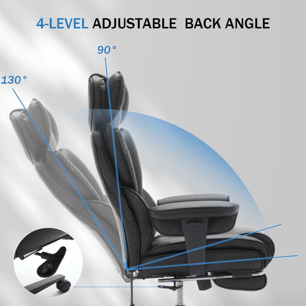 English Elm Office High Back Bonded Leather Reclining Chair with Lumbar Support and Footrest W3723P498100