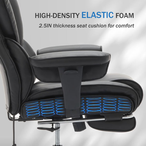 English Elm Office High Back Bonded Leather Reclining Chair with Lumbar Support and Footrest W3723P498100