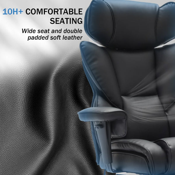 English Elm Office High Back Bonded Leather Reclining Chair with Lumbar Support and Footrest W3723P498100