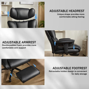 English Elm Office High Back Bonded Leather Reclining Chair with Lumbar Support and Footrest W3723P498100