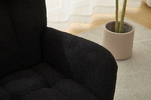 English Elm Dark Navy Teddy Fleece Wingback Glider Rocker Ottoman Set Nursery Accent Chair W3723P500057