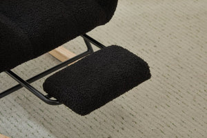 English Elm Dark Navy Teddy Fleece Wingback Glider Rocker Ottoman Set Nursery Accent Chair W3723P500057