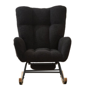 English Elm Dark Navy Teddy Fleece Wingback Glider Rocker Ottoman Set Nursery Accent Chair W3723P500057