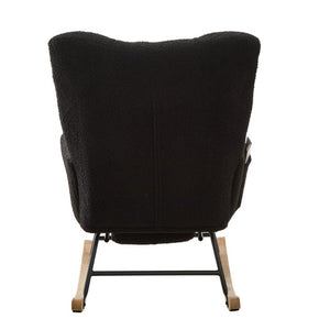 English Elm Dark Navy Teddy Fleece Wingback Glider Rocker Ottoman Set Nursery Accent Chair W3723P500057