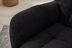 English Elm Teddy Fleece Wingback Glider Rocker Tufted Nursery Chair with Solid Wood Base Dark Blue W3723P500065