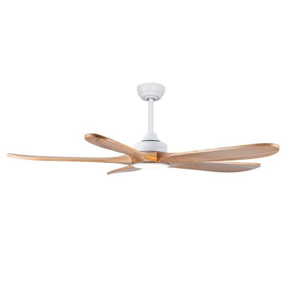 English Elm 52 Inch Natural Wood Blade Ceiling Fan with Dimmable LED Remote and DC Motor W3727P508286