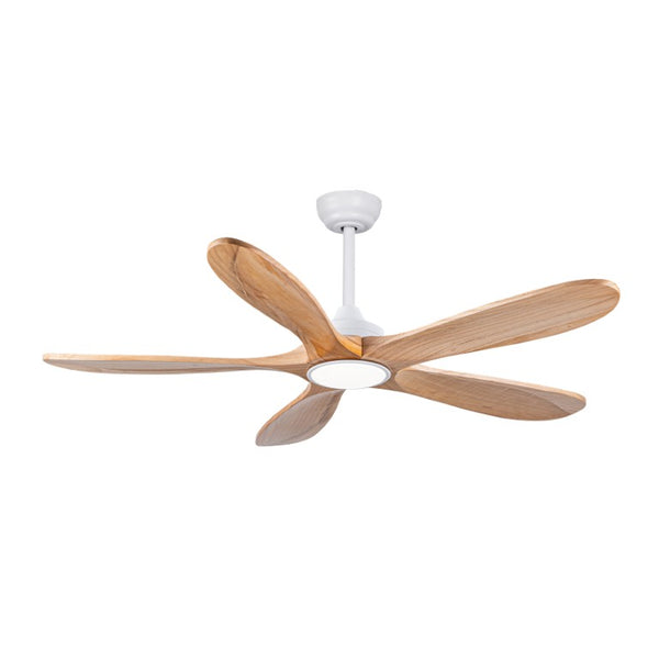 English Elm 52 Inch Natural Wood Blade Ceiling Fan with Dimmable LED Remote and DC Motor W3727P508286