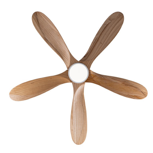 English Elm 52 Inch Natural Wood Blade Ceiling Fan with Dimmable LED Remote and DC Motor W3727P508286