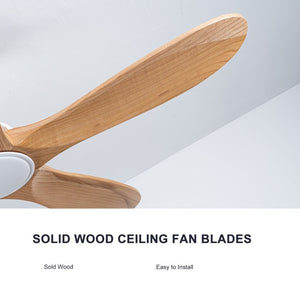 English Elm 52 Inch Natural Wood Blade Ceiling Fan with Dimmable LED Remote and DC Motor W3727P508286