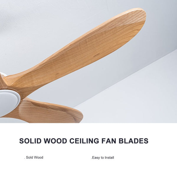 English Elm 52 Inch Natural Wood Blade Ceiling Fan with Dimmable LED Remote and DC Motor W3727P508286