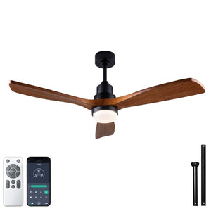 English Elm 52 Inch DC Motor Ceiling Fan Walnut Wood Blades Dimmable LED Remote Indoor Outdoor W3727P508297