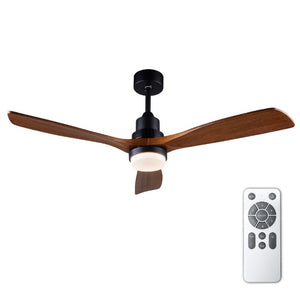English Elm 52 Inch DC Motor Ceiling Fan Walnut Wood Blades Dimmable LED Remote Indoor Outdoor W3727P508297