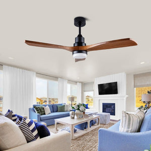 English Elm 52 Inch DC Motor Ceiling Fan Walnut Wood Blades Dimmable LED Remote Indoor Outdoor W3727P508297