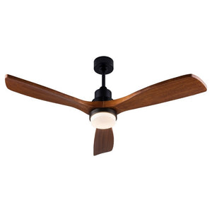 English Elm 52 Inch DC Motor Ceiling Fan Walnut Wood Blades Dimmable LED Remote Indoor Outdoor W3727P508297