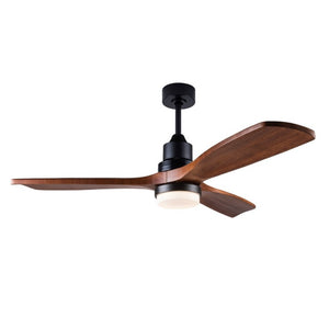 English Elm 52 Inch DC Motor Ceiling Fan Walnut Wood Blades Dimmable LED Remote Indoor Outdoor W3727P508297