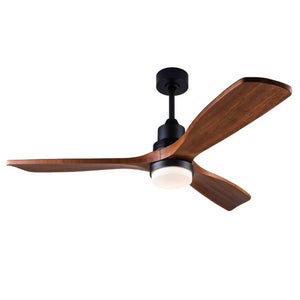 English Elm 52 Inch DC Motor Ceiling Fan Walnut Wood Blades Dimmable LED Remote Indoor Outdoor W3727P508297