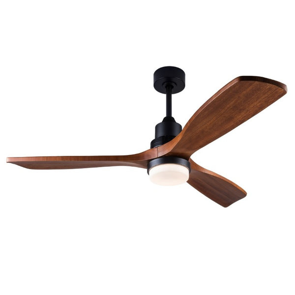 English Elm 52 Inch DC Motor Ceiling Fan Walnut Wood Blades Dimmable LED Remote Indoor Outdoor W3727P508297