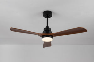English Elm 52 Inch DC Motor Ceiling Fan Walnut Wood Blades Dimmable LED Remote Indoor Outdoor W3727P508297