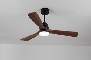 English Elm 52 Inch DC Motor Ceiling Fan Walnut Wood Blades Dimmable LED Remote Indoor Outdoor W3727P508297