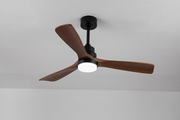 English Elm 52 Inch DC Motor Ceiling Fan Walnut Wood Blades Dimmable LED Remote Indoor Outdoor W3727P508297
