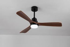 English Elm 52 Inch DC Motor Ceiling Fan Walnut Wood Blades Dimmable LED Remote Indoor Outdoor W3727P508297