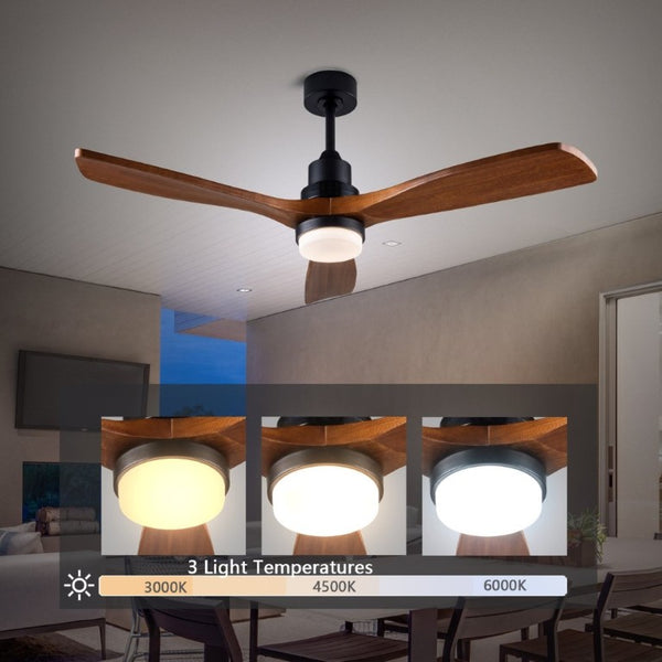 English Elm 52 Inch DC Motor Ceiling Fan Walnut Wood Blades Dimmable LED Remote Indoor Outdoor W3727P508297
