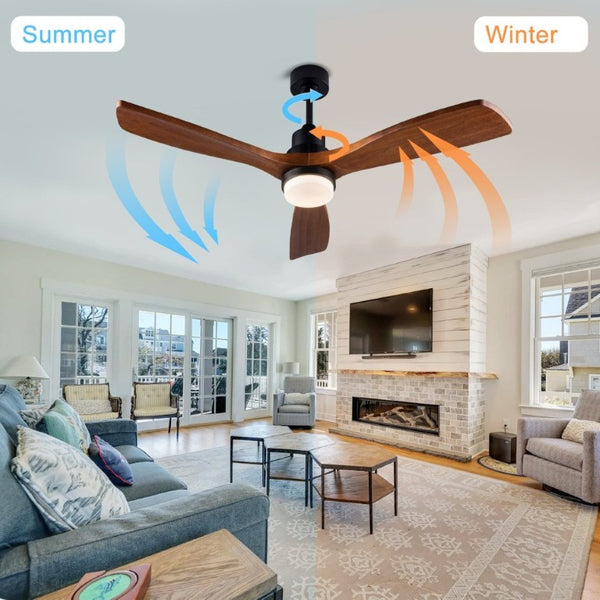 English Elm 52 Inch DC Motor Ceiling Fan Walnut Wood Blades Dimmable LED Remote Indoor Outdoor W3727P508297