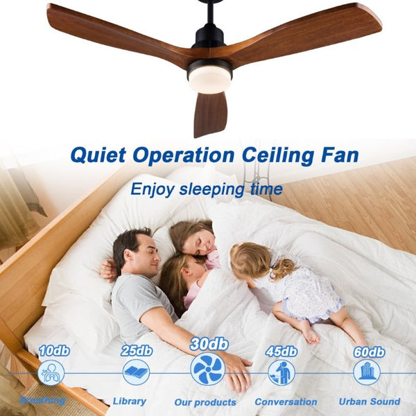 English Elm 52 Inch DC Motor Ceiling Fan Walnut Wood Blades Dimmable LED Remote Indoor Outdoor W3727P508297