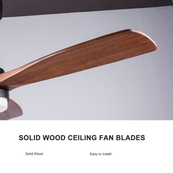 English Elm 52 Inch DC Motor Ceiling Fan Walnut Wood Blades Dimmable LED Remote Indoor Outdoor W3727P508297