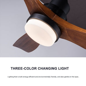 English Elm 52 Inch DC Motor Ceiling Fan Walnut Wood Blades Dimmable LED Remote Indoor Outdoor W3727P508297