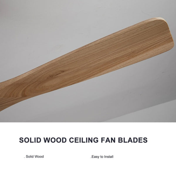 English Elm Solid Wood Blade 52 Inch Ceiling Fan with Dimmable LED Light and Remote Indoor Outdoor W3727P508318