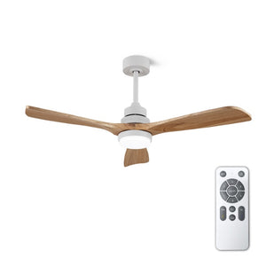 English Elm Solid Wood Blade 52 Inch Ceiling Fan with Dimmable LED Light and Remote Indoor Outdoor W3727P508318