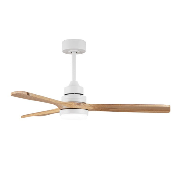 English Elm Solid Wood Blade 52 Inch Ceiling Fan with Dimmable LED Light and Remote Indoor Outdoor W3727P508318