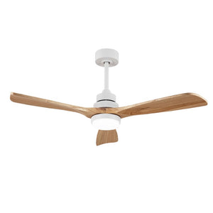 English Elm Solid Wood Blade 52 Inch Ceiling Fan with Dimmable LED Light and Remote Indoor Outdoor W3727P508318