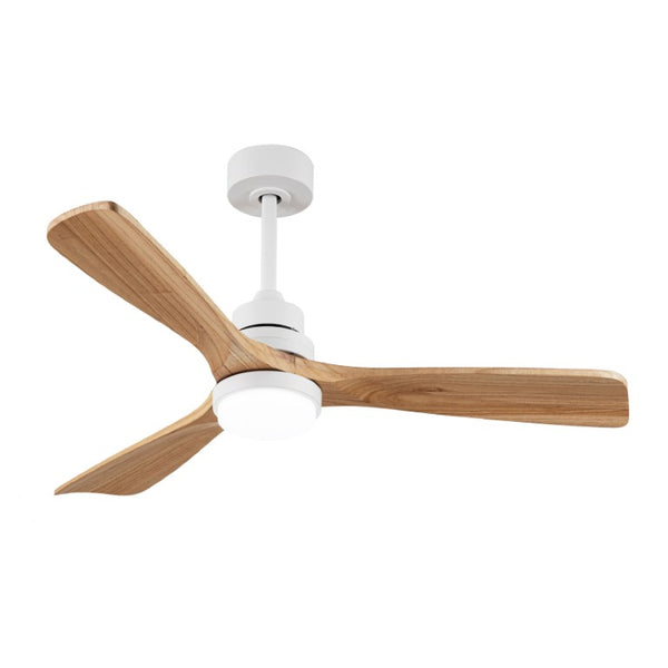 English Elm Solid Wood Blade 52 Inch Ceiling Fan with Dimmable LED Light and Remote Indoor Outdoor W3727P508318