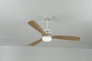 English Elm Solid Wood Blade 52 Inch Ceiling Fan with Dimmable LED Light and Remote Indoor Outdoor W3727P508318
