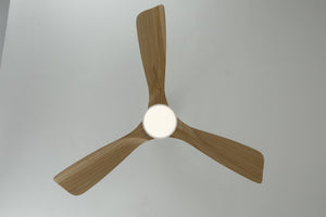 English Elm Solid Wood Blade 52 Inch Ceiling Fan with Dimmable LED Light and Remote Indoor Outdoor W3727P508318