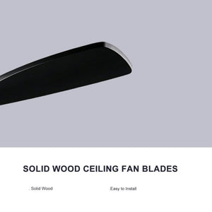 English Elm 52 Inch Solid Wood Blade Ceiling Fan with Dimmable LED Light and Remote Matte Black W3727P508327