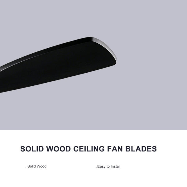 English Elm 52 Inch Solid Wood Blade Ceiling Fan with Dimmable LED Light and Remote Matte Black W3727P508327