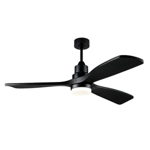 English Elm 52 Inch Solid Wood Blade Ceiling Fan with Dimmable LED Light and Remote Matte Black W3727P508327