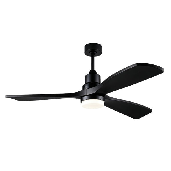 English Elm 52 Inch Solid Wood Blade Ceiling Fan with Dimmable LED Light and Remote Matte Black W3727P508327