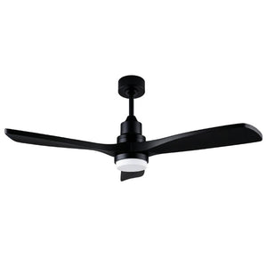 English Elm 52 Inch Solid Wood Blade Ceiling Fan with Dimmable LED Light and Remote Matte Black W3727P508327