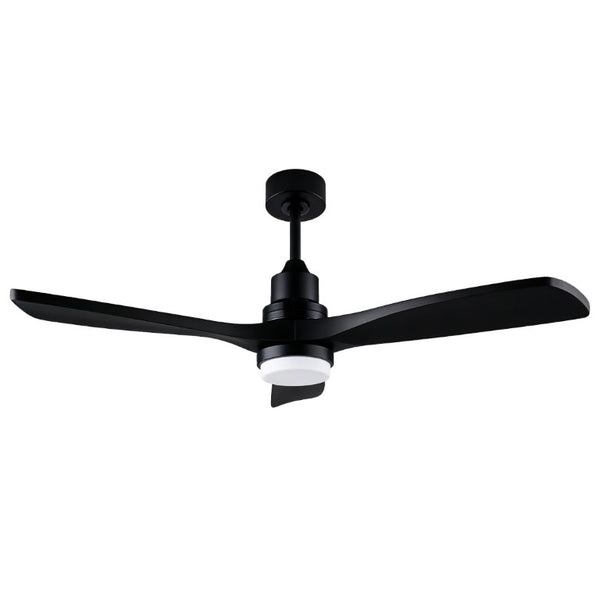 English Elm 52 Inch Solid Wood Blade Ceiling Fan with Dimmable LED Light and Remote Matte Black W3727P508327