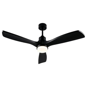 English Elm 52 Inch Solid Wood Blade Ceiling Fan with Dimmable LED Light and Remote Matte Black W3727P508327