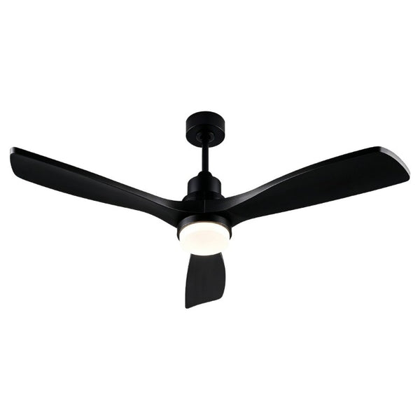 English Elm 52 Inch Solid Wood Blade Ceiling Fan with Dimmable LED Light and Remote Matte Black W3727P508327