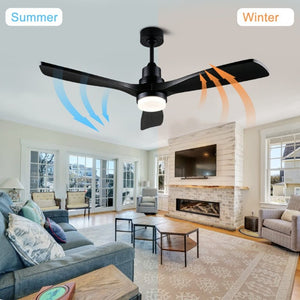 English Elm 52 Inch Solid Wood Blade Ceiling Fan with Dimmable LED Light and Remote Matte Black W3727P508327