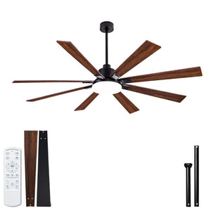 English Elm 72 Inch Large Ceiling Fan with LED Light Remote DC Motor 8 Blade Damp Rated W3727P508335