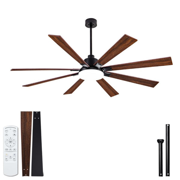 English Elm 72 Inch Large Ceiling Fan with LED Light Remote DC Motor 8 Blade Damp Rated W3727P508335