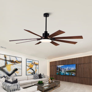 English Elm 72 Inch Large Ceiling Fan with LED Light Remote DC Motor 8 Blade Damp Rated W3727P508335