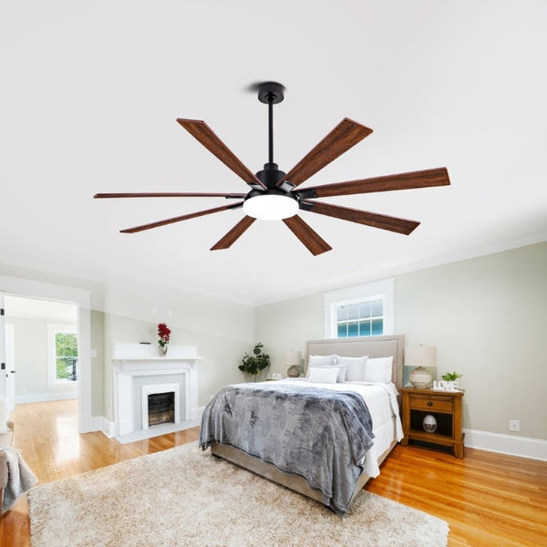 English Elm 72 Inch Large Ceiling Fan with LED Light Remote DC Motor 8 Blade Damp Rated W3727P508335